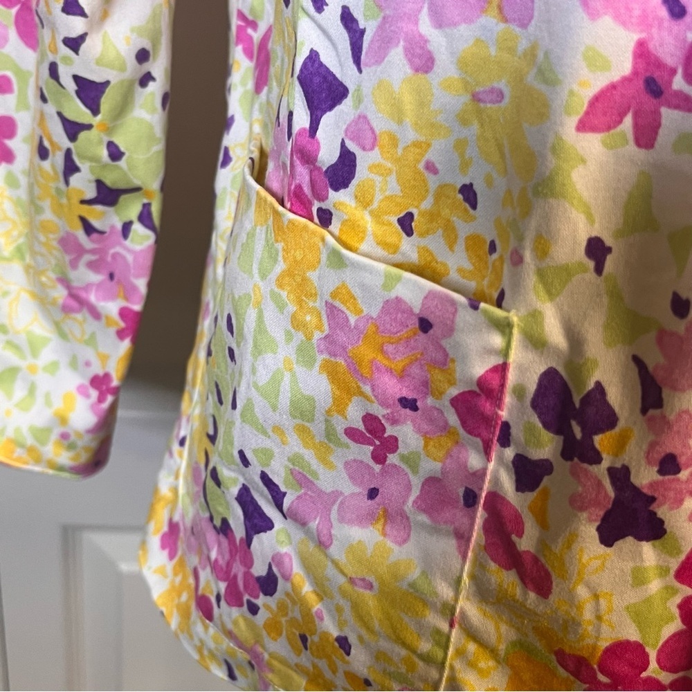 Erin London stretch floral open front blazer cotton blends Sz M vintage Spring - Picture 3 of 8
